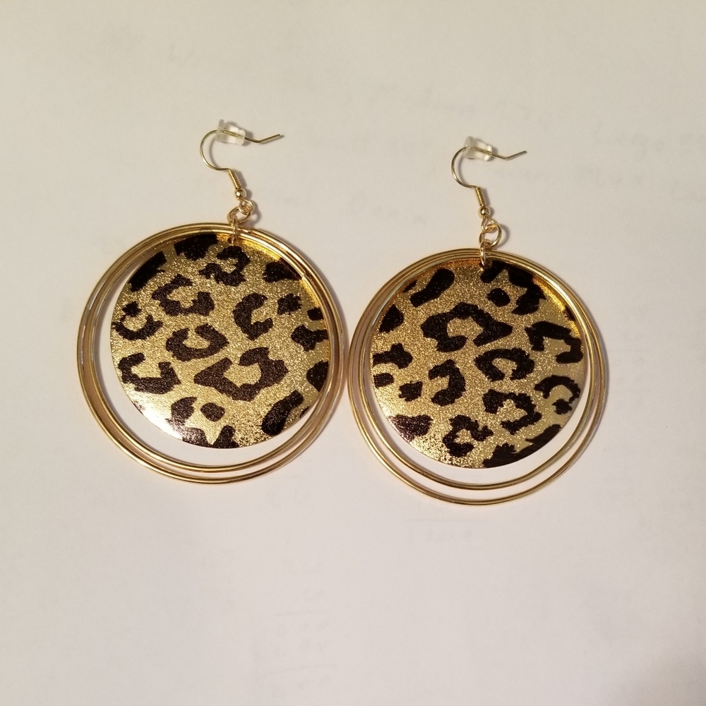 Large, Leopard gold earrings